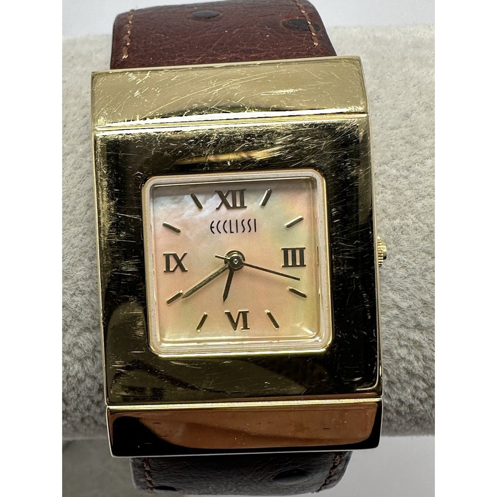 Ecclissi 80215 New Battery Gold Tone Ladies MOP Watch 25MM 7" N18